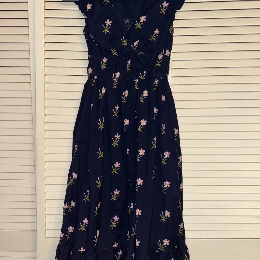 Vineyard Vines Navy Dress with Floral Embroidery